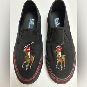 Polo By Ralph Lauren Men Size 9.5D Canvas Slip On Shoes